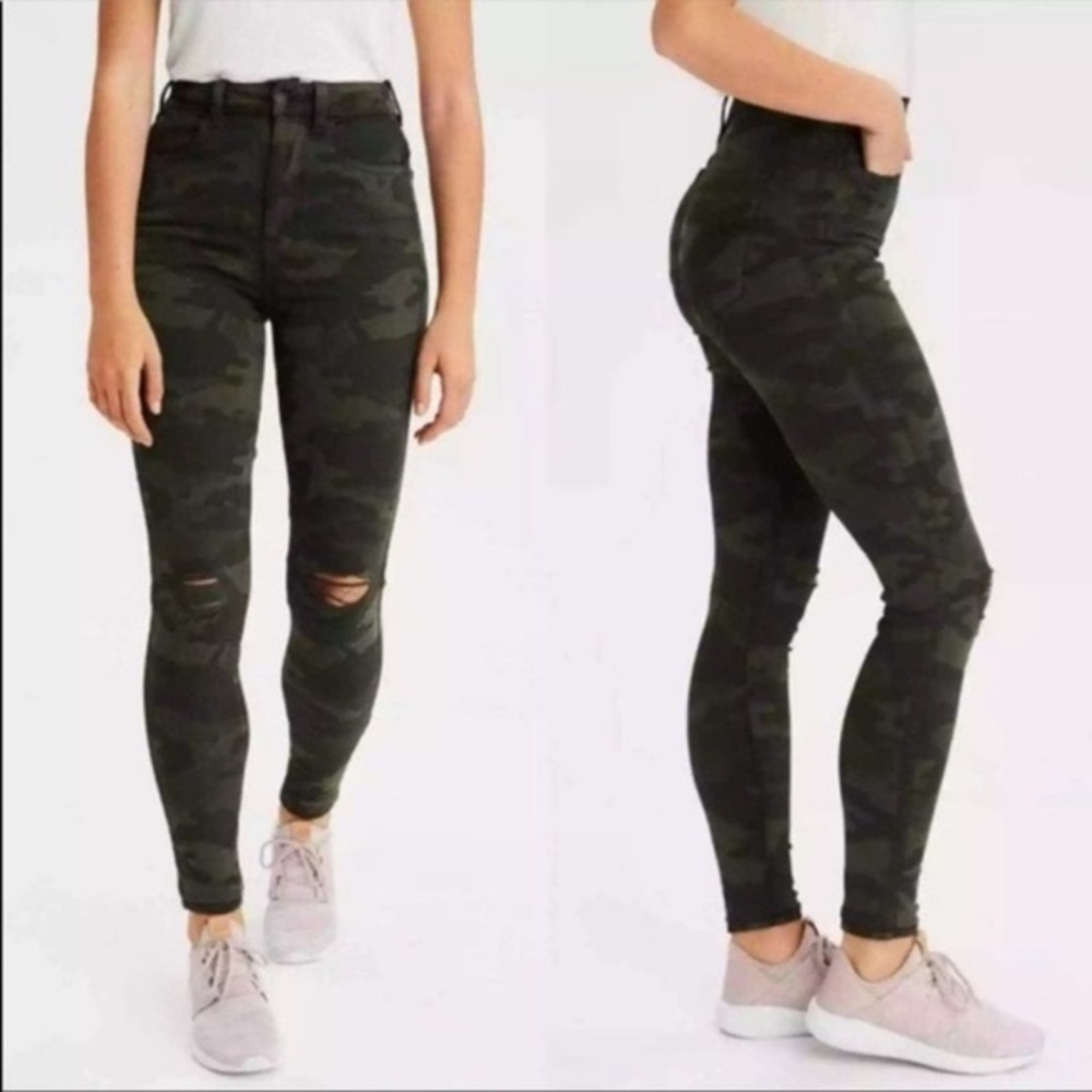 American Eagle Curvy Super Hi-Rise Camo Jeggings Skinny Jeans Size 4